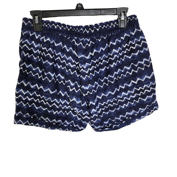 Old Navy Womens Shorts Small Blue Chevron Casual Linen Blend Pockets Drawstring - Picture 2 of 8